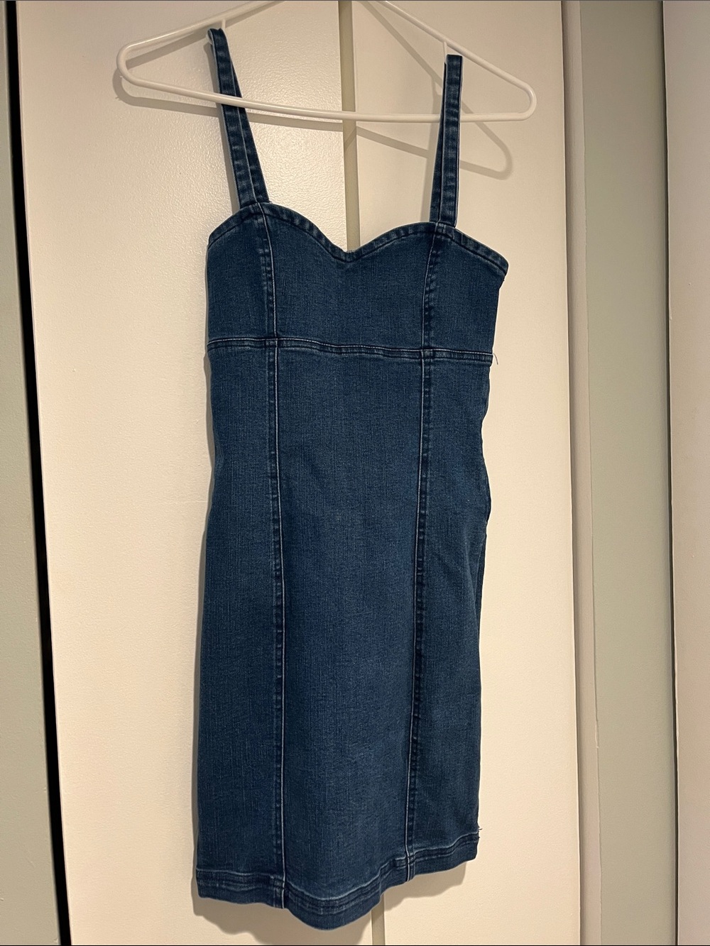Forever 21 Dark Blue Denim Sweetheart Mini Dress